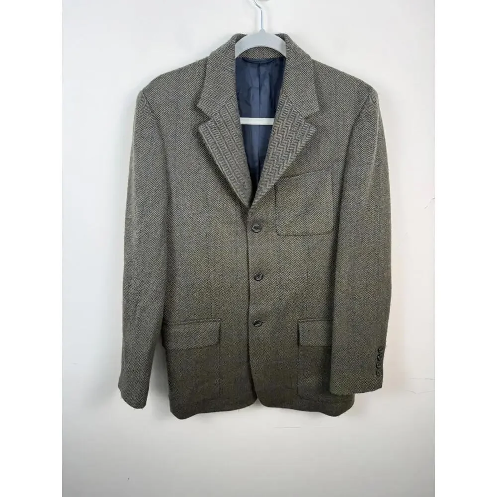 J.Crew‎ Wool Herringbone Blazer Jacket Green Surgeon Cuff Small